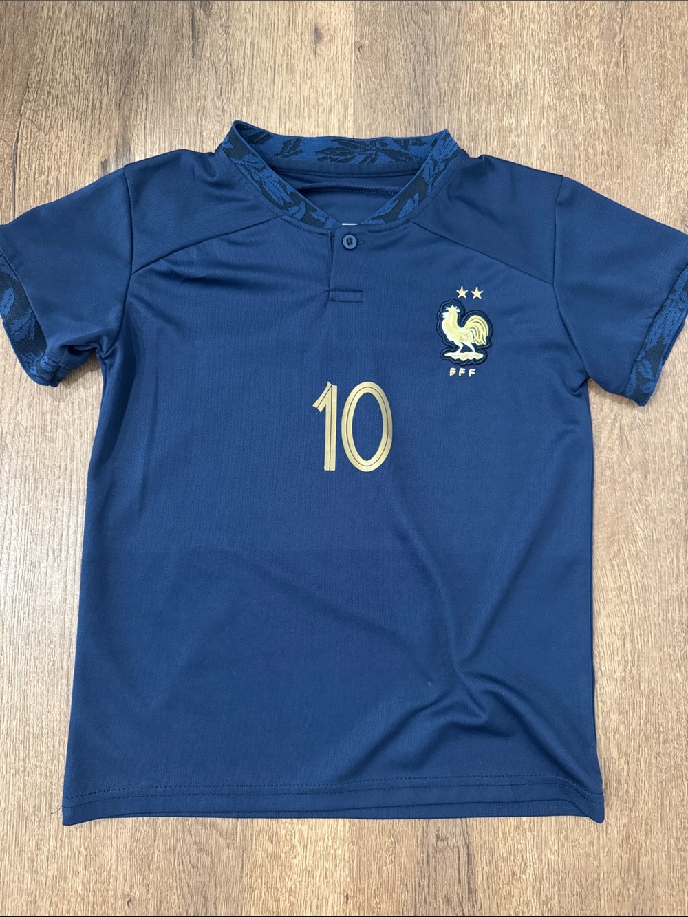 Boys' Navy MBAPPE Soccer Jersey with Gold Crest and Number 10